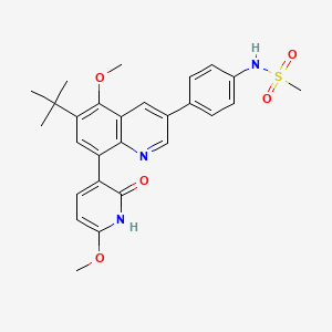 molecular formula C27H29N3O5S B14170845 N-[4-[6-tert-butyl-5-methoxy-8-(6-methoxy-2-oxo-1H-pyridin-3-yl)-3-quinolyl]phenyl]methanesulfonamide 