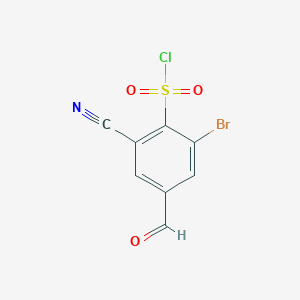 molecular formula C8H3BrClNO3S B1417092 2-Bromo-6-cyano-4-formylbenzenesulfonyl chloride CAS No. 1805485-70-4