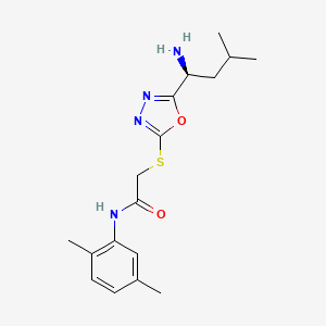 2-({5-[(1S)-1-amino-3-methylbutyl]-1,3,4-oxadiazol-2-yl}sulfanyl)-N-(2,5-dimethylphenyl)acetamide