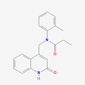 N-(2-methylphenyl)-N-[(2-oxo-1H-quinolin-4-yl)methyl]propanamide