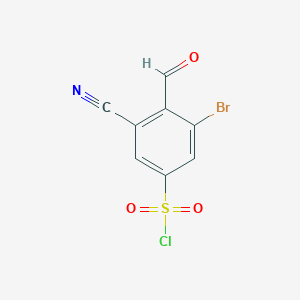 molecular formula C8H3BrClNO3S B1417103 3-Bromo-5-cyano-4-formylbenzenesulfonyl chloride CAS No. 1807077-99-1