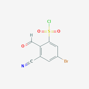 molecular formula C8H3BrClNO3S B1417104 5-Bromo-3-cyano-2-formylbenzenesulfonyl chloride CAS No. 1807078-10-9