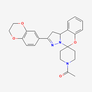 molecular formula C24H25N3O4 B14171147 1-[2-(2,3-Dihydro-1,4-benzodioxin-6-yl)spiro[1,10b-dihydropyrazolo[1,5-c][1,3]benzoxazine-5,4'-piperidine]-1'-yl]ethanone CAS No. 890095-92-8