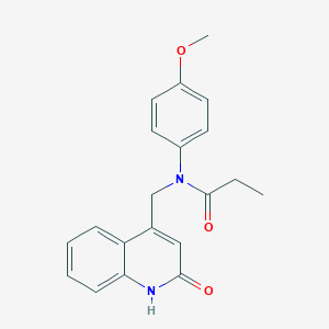 N-(4-methoxyphenyl)-N-[(2-oxo-1H-quinolin-4-yl)methyl]propanamide