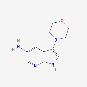 molecular formula C11H14N4O B14171166 1H-Pyrrolo[2,3-b]pyridin-5-amine, 3-(4-morpholinyl)- 