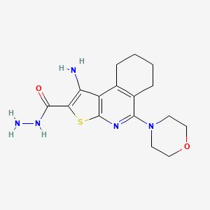 molecular formula C16H21N5O2S B14171399 1-Amino-5-morpholin-4-yl-6,7,8,9-tetrahydrothieno[2,3-c]isoquinoline-2-carbohydrazide CAS No. 489403-08-9