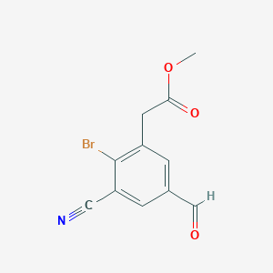 molecular formula C11H8BrNO3 B1417141 Methyl 2-bromo-3-cyano-5-formylphenylacetate CAS No. 1805486-93-4