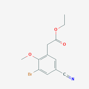 molecular formula C12H12BrNO3 B1417143 Ethyl 3-bromo-5-cyano-2-methoxyphenylacetate CAS No. 1806852-84-5