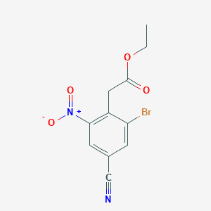 molecular formula C11H9BrN2O4 B1417144 Ethyl 2-bromo-4-cyano-6-nitrophenylacetate CAS No. 1806062-29-2
