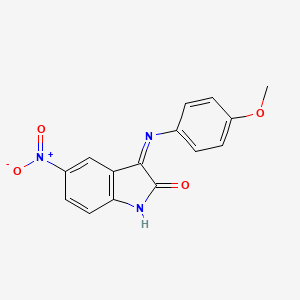 molecular formula C15H11N3O4 B1417148 2H-Indol-2-one, 1,3-dihydro-3-[(4-methoxyphenyl)imino]-5-nitro- CAS No. 57743-23-4