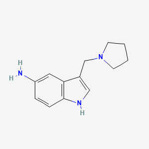 molecular formula C13H17N3 B14171481 Indole, 5-amino-3-(1-pyrrolidinylmethyl)- CAS No. 3414-75-3