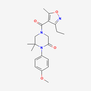 molecular formula C20H25N3O4 B14171500 4-(3-Ethyl-5-methylisoxazole-4-carbonyl)-1-(4-methoxyphenyl)-6,6-dimethylpiperazin-2-one 