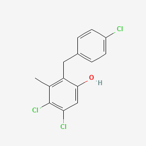 molecular formula C14H11Cl3O B14171503 4,5-Dichloro-2-[(4-chlorophenyl)methyl]-3-methylphenol CAS No. 921597-58-2