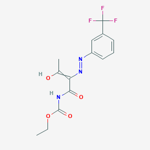molecular formula C14H14F3N3O4 B1417158 Ethyl N-(3-oxo-2-(2-(3-(trifluoromethyl)phenyl)hydrazono)butanoyl)carbamate CAS No. 477854-35-6