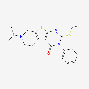 molecular formula C20H23N3OS2 B14171636 5-ethylsulfanyl-4-phenyl-11-propan-2-yl-8-thia-4,6,11-triazatricyclo[7.4.0.02,7]trideca-1(9),2(7),5-trien-3-one CAS No. 372171-40-9