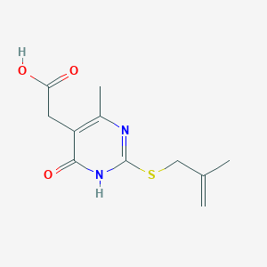 molecular formula C11H14N2O3S B1417167 [4-Methyl-2-(2-methyl-allylsulfanyl)-6-oxo-1,6-dihydro-pyrimidin-5-yl]-acetic acid CAS No. 433696-38-9