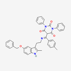 molecular formula C42H36N4O4 B14171730 5-[C-(4-methylphenyl)-N-[2-(2-methyl-5-phenylmethoxy-1H-indol-3-yl)ethyl]carbonimidoyl]-1,3-diphenyl-1,3-diazinane-2,4,6-trione CAS No. 6119-06-8