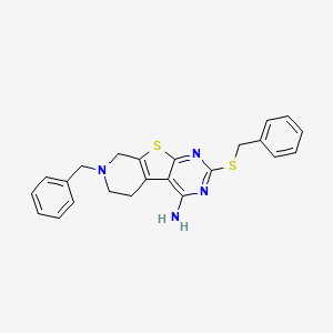 molecular formula C23H22N4S2 B14171747 11-benzyl-5-benzylsulfanyl-8-thia-4,6,11-triazatricyclo[7.4.0.02,7]trideca-1(9),2,4,6-tetraen-3-amine CAS No. 314041-94-6