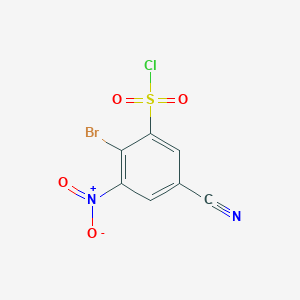 molecular formula C7H2BrClN2O4S B1417176 2-Bromo-5-cyano-3-nitrobenzenesulfonyl chloride CAS No. 1805581-81-0