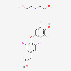 molecular formula C18H19I4NO6 B14171774 2-[4-(4-hydroxy-3,5-diiodophenoxy)-3,5-diiodophenyl]acetic acid;2-(2-hydroxyethylamino)ethanol CAS No. 3434-43-3