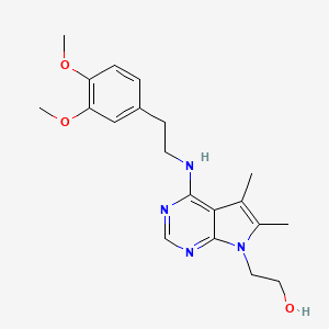 molecular formula C20H26N4O3 B14171787 2-[4-[2-(3,4-Dimethoxyphenyl)ethylamino]-5,6-dimethylpyrrolo[2,3-d]pyrimidin-7-yl]ethanol CAS No. 879562-48-8