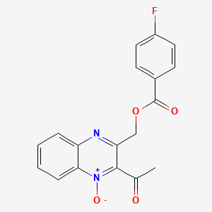 molecular formula C18H13FN2O4 B14171855 (3-Acetyl-4-oxidoquinoxalin-4-ium-2-yl)methyl 4-fluorobenzoate CAS No. 850188-81-7