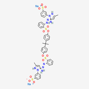 molecular formula C47H44N10Na2O12S4 B14171864 Disodium 1,1'-isopropylidenedi-p-phenylene bis(2-((5-amino-3-methyl-1-(3-sulphonatophenyl)-1H-pyrazol-5-yl)azo)benzenesulphonate) CAS No. 72828-69-4