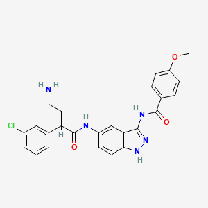 N-(5-(4-Amino-2-(3-chlorophenyl)butanamido)-1H-indazol-3-yl)-4-methoxybenzamide