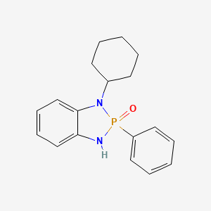 molecular formula C18H21N2OP B14172060 1-Cyclohexyl-2-phenyl-2,3-dihydro-1h-1,3,2-benzodiazaphosphole 2-oxide CAS No. 4602-13-5