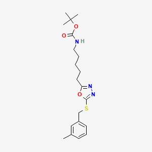 molecular formula C20H29N3O3S B14172192 tert-butyl N-[5-[5-[(3-methylphenyl)methylsulfanyl]-1,3,4-oxadiazol-2-yl]pentyl]carbamate CAS No. 575461-90-4