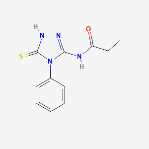 molecular formula C11H12N4OS B14172200 N-(4-Phenyl-5-sulfanylidene-4,5-dihydro-1H-1,2,4-triazol-3-yl)propanamide CAS No. 928137-28-4