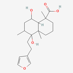 molecular formula C20H30O5 B14172296 5-[2-(furan-3-yl)ethyl]-5,8-dihydroxy-1,4a,6-trimethyl-3,4,6,7,8,8a-hexahydro-2H-naphthalene-1-carboxylic acid 