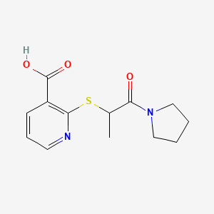 molecular formula C13H16N2O3S B1417234 2-{[1-Oxo-1-(pyrrolidin-1-yl)propan-2-yl]sulfanyl}pyridine-3-carboxylic acid CAS No. 1152517-45-7