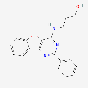 molecular formula C19H17N3O2 B14172344 3-[(2-Phenyl-[1]benzofuro[3,2-d]pyrimidin-4-yl)amino]propan-1-ol CAS No. 845669-34-3