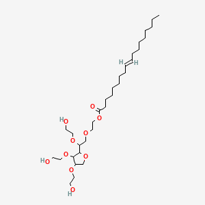 molecular formula C32H60O10 B14172359 2-[2-[3,4-bis(2-hydroxyethoxy)oxolan-2-yl]-2-(2-hydroxyethoxy)ethoxy]ethyl (E)-octadec-9-enoate 