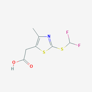molecular formula C7H7F2NO2S2 B1417236 2-{2-[(Difluoromethyl)sulfanyl]-4-methyl-1,3-thiazol-5-yl}acetic acid CAS No. 1094316-49-0