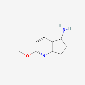 molecular formula C9H12N2O B14172366 2-Methoxy-6,7-dihydro-5H-cyclopenta[B]pyridin-5-amine 