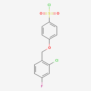 molecular formula C13H9Cl2FO3S B1417244 4-((2-Chloro-4-fluorobenzyl)oxy)benzene-1-sulfonyl chloride CAS No. 1036509-25-7