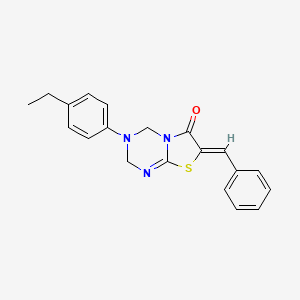 (7Z)-7-benzylidene-3-(4-ethylphenyl)-2,4-dihydro-[1,3]thiazolo[3,2-a][1,3,5]triazin-6-one