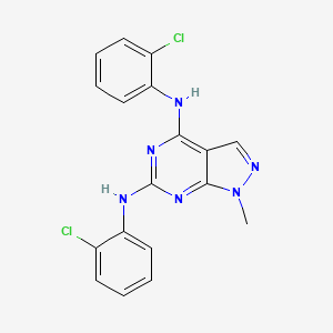 molecular formula C18H14Cl2N6 B14172507 4-N,6-N-bis(2-chlorophenyl)-1-methylpyrazolo[3,4-d]pyrimidine-4,6-diamine CAS No. 6971-23-9