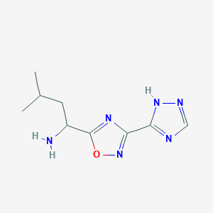 molecular formula C9H14N6O B1417253 3-甲基-1-[3-(4H-1,2,4-三唑-3-基)-1,2,4-恶二唑-5-基]丁-1-胺 CAS No. 1039823-99-8