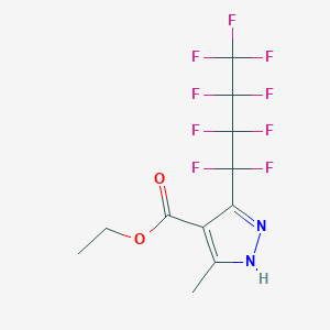 molecular formula C11H9F9N2O2 B14172666 Ethyl 3-methyl-5-(nonafluorobutyl)-1H-pyrazole-4-carboxylate CAS No. 119403-58-6