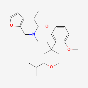 N-(furan-2-ylmethyl)-N-[2-[4-(2-methoxyphenyl)-2-propan-2-yloxan-4-yl]ethyl]propanamide