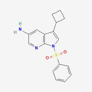 molecular formula C17H17N3O2S B14172825 1H-Pyrrolo[2,3-b]pyridin-5-amine, 3-cyclobutyl-1-(phenylsulfonyl)- 