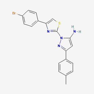 1H-Pyrazol-5-amine, 1-(4-(4-bromophenyl)-2-thiazolyl)-3-(4-methylphenyl)-