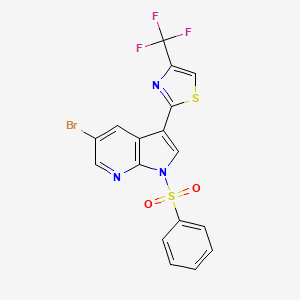 1H-Pyrrolo[2,3-b]pyridine, 5-bromo-1-(phenylsulfonyl)-3-[4-(trifluoromethyl)-2-thiazolyl]-