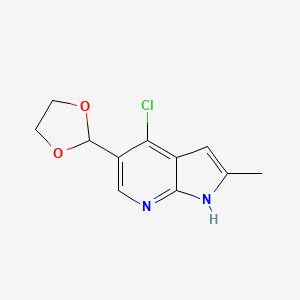 molecular formula C11H11ClN2O2 B14173069 1H-Pyrrolo[2,3-b]pyridine, 4-chloro-5-(1,3-dioxolan-2-yl)-2-methyl- 