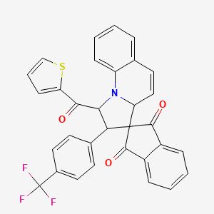 molecular formula C32H20F3NO3S B14173170 1'-(thiophen-2-ylcarbonyl)-2'-[4-(trifluoromethyl)phenyl]-1',2'-dihydro-3a'H-spiro[indene-2,3'-pyrrolo[1,2-a]quinoline]-1,3-dione CAS No. 1217818-58-0