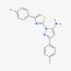 molecular formula C19H15ClN4S B14173173 1H-Pyrazol-5-amine, 1-(4-(4-chlorophenyl)-2-thiazolyl)-3-(4-methylphenyl)- CAS No. 74101-21-6