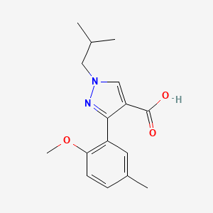 molecular formula C16H20N2O3 B1417326 3-(2-methoxy-5-methylphenyl)-1-(2-methylpropyl)-1H-pyrazole-4-carboxylic acid CAS No. 1152578-50-1